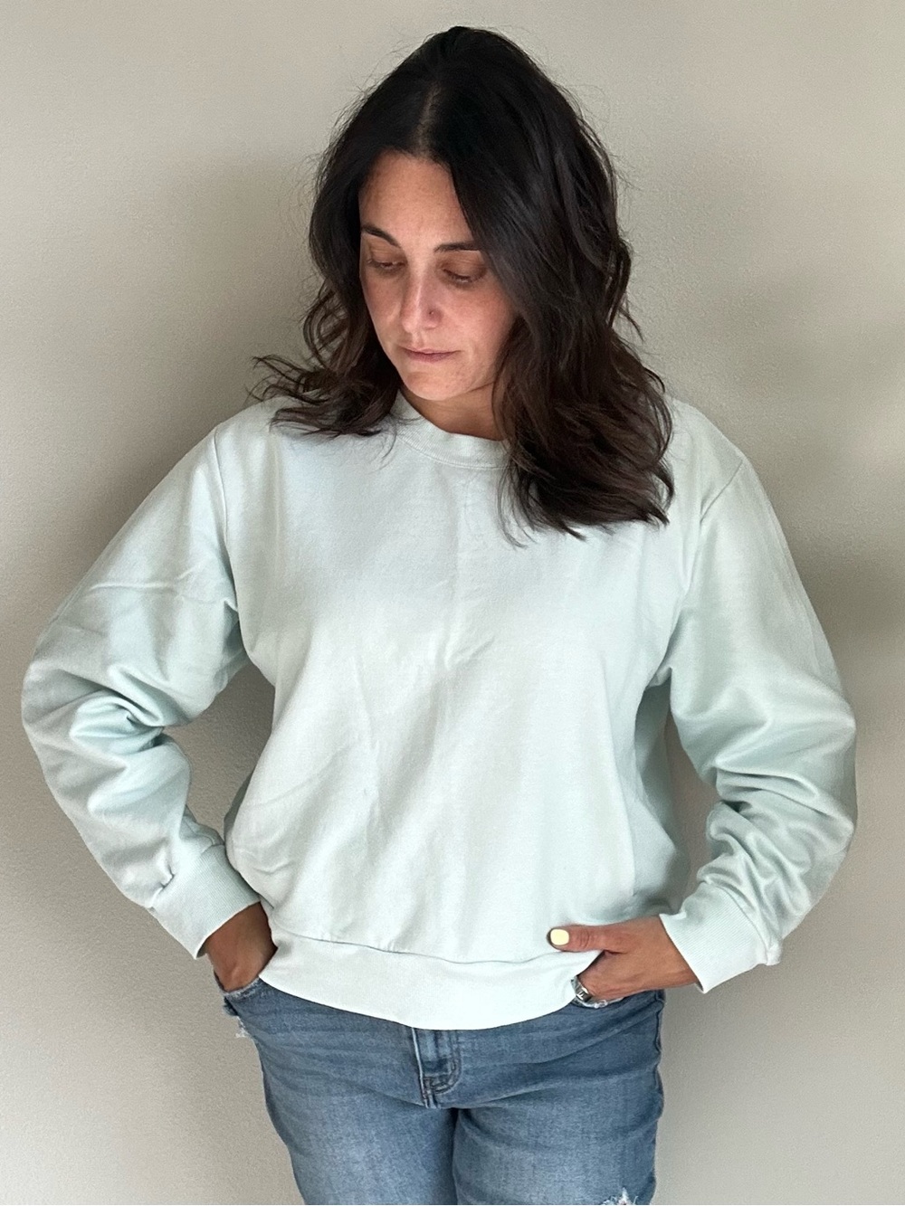 Zella Mint Green Fleece-Lines Pullover Sweatshirt